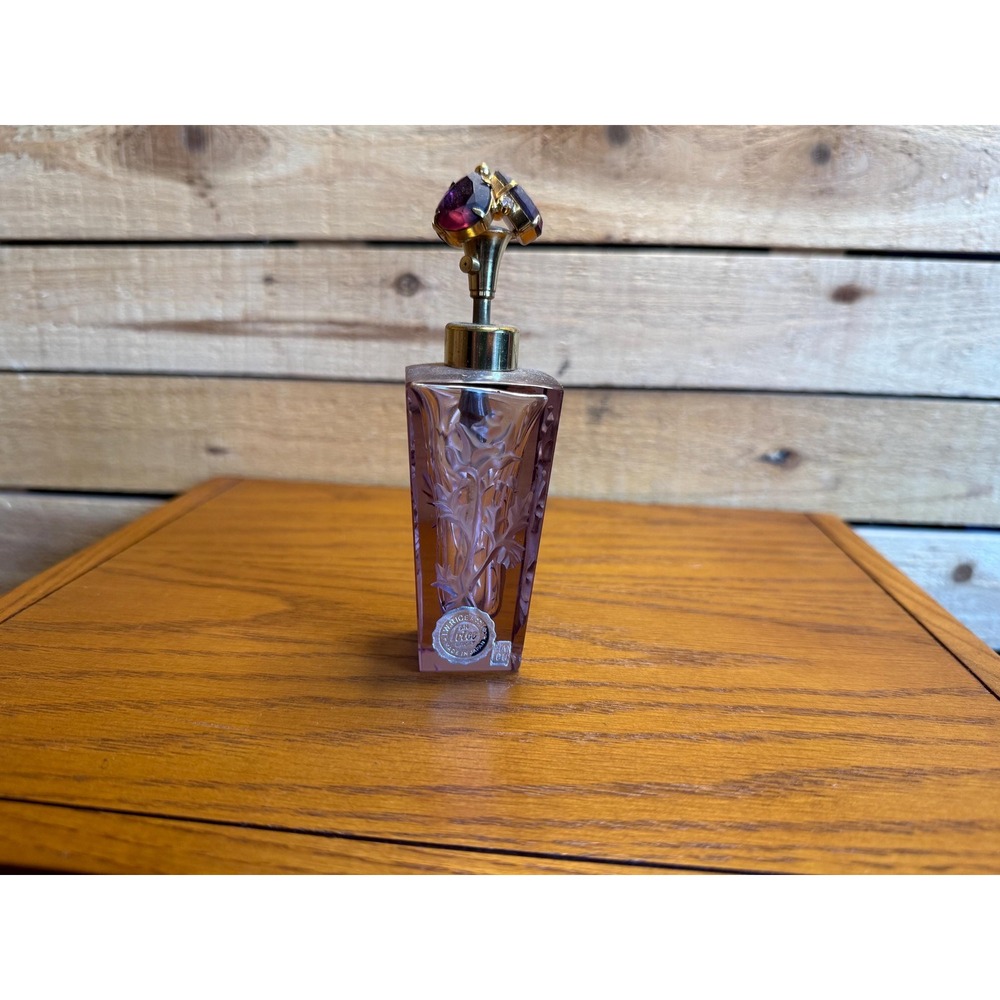 Vintage IRICE Japan Purple Glass Perfume Atomizer Rhinestone Top